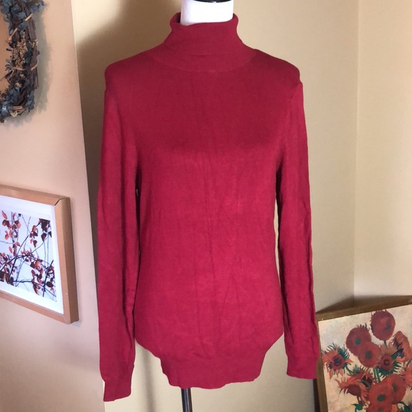 ANN TAYLOR Size medium Soft tight-knit Turtleneck Classic RED MSRP $68 NEW - Picture 9 of 10